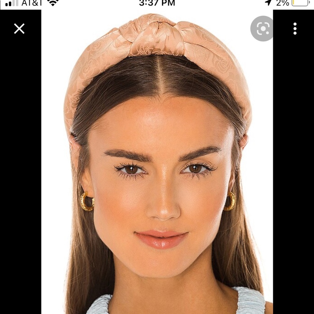 New Lele Sadoughi Satin Rose Floral Jacquard Knotted Headband Bisque